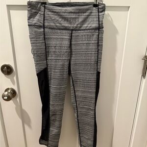 115 Athleta Medium with mesh leggings Gray and Black Striped Leggings